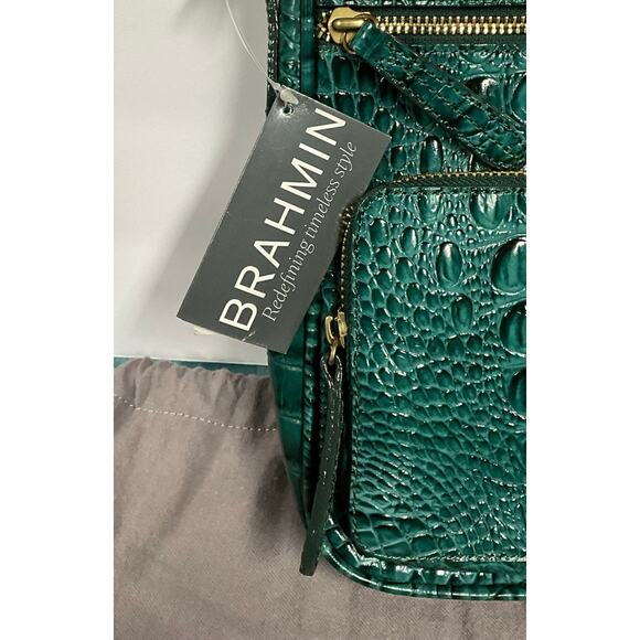 NWT Brahmin Cleo Peacock Melbourne Croc Embossed Crossbody / COA - Picture 3 of 9